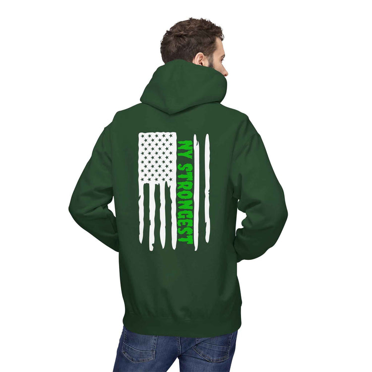 Personalized NY Green Stripe Hoodie with Sanitation Caduceus Logo - American Flag Fleece