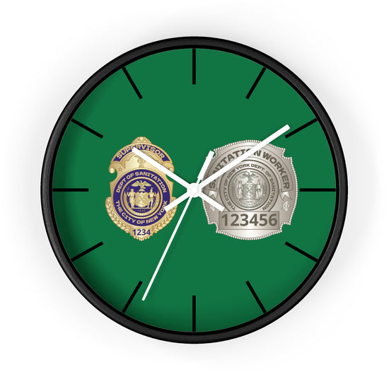 DSNY Supervisor Wall Clock Personalized - Green Sanitation Worker Design