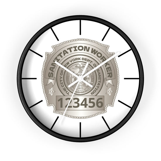 DSNY Sanitation Worker Wall Clock Personalized - White Design
