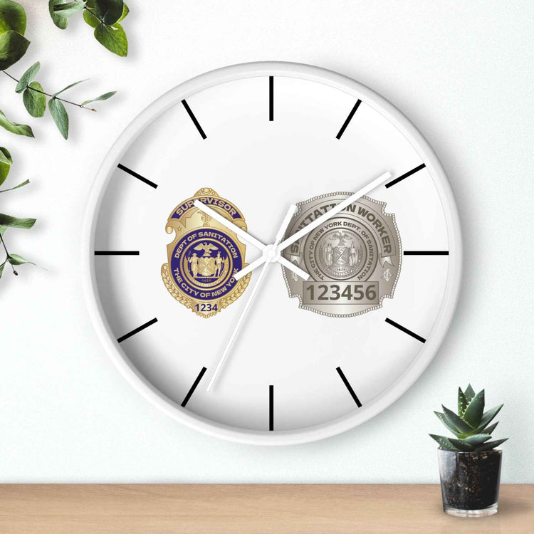 DSNY Wall Clock Personalized for Sanitation Workers - White