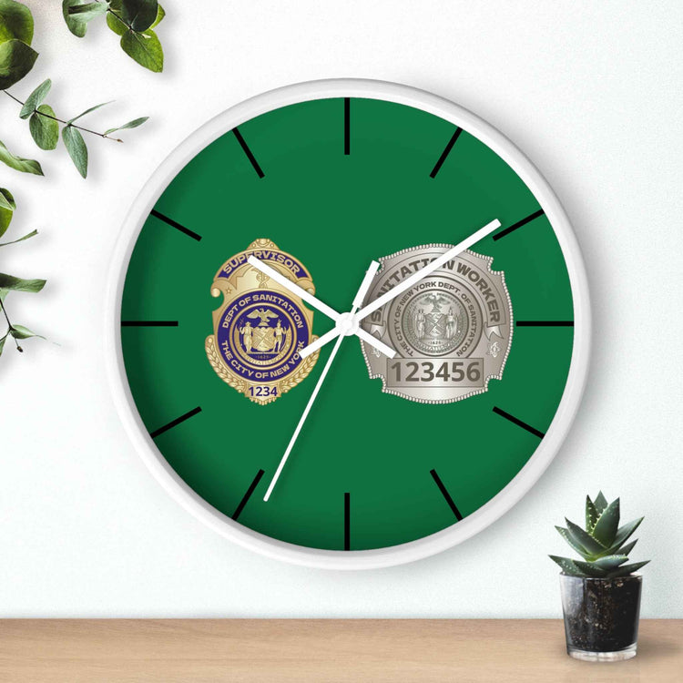 DSNY Supervisor Wall Clock Personalized - Green Sanitation Worker Design
