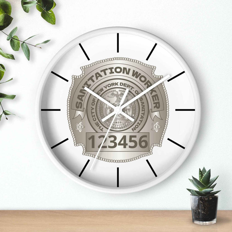 DSNY Sanitation Worker Wall Clock Personalized - White Design