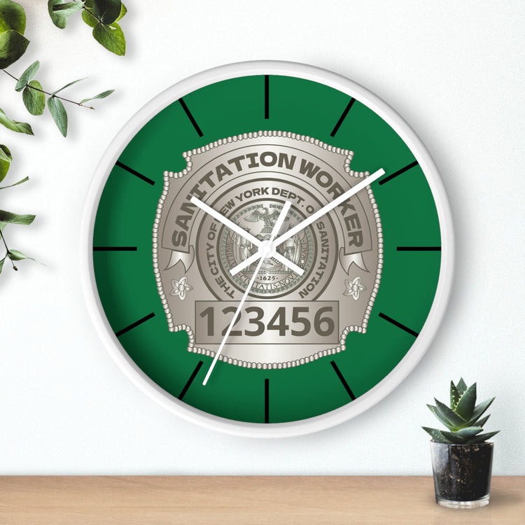 DSNY Sanitation Worker Wall Clock Personalized - Green