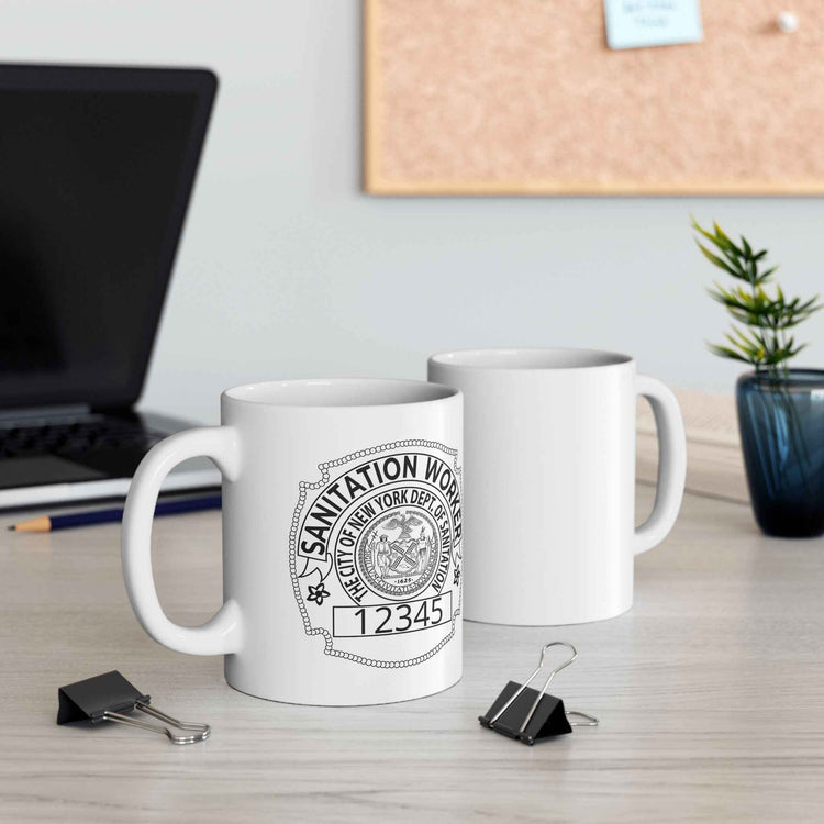 Personalized DSNY Sanitation Worker Mug - Custom Name & Badge Number (11oz/15oz)