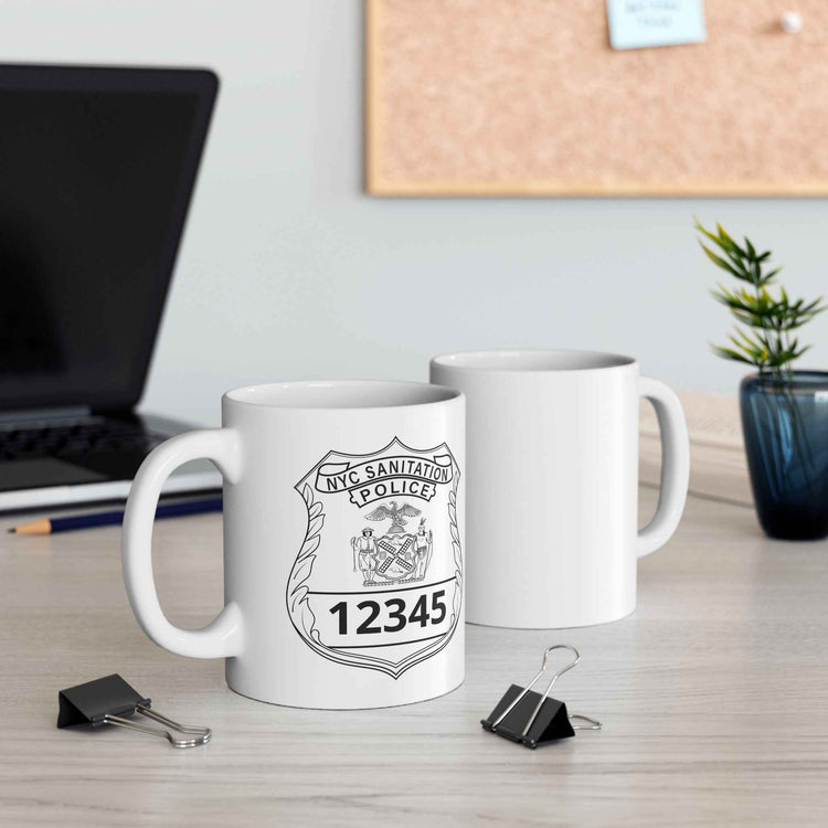 Personalized DSNY Police Mug - Custom Name & Badge Number (11oz/15oz)