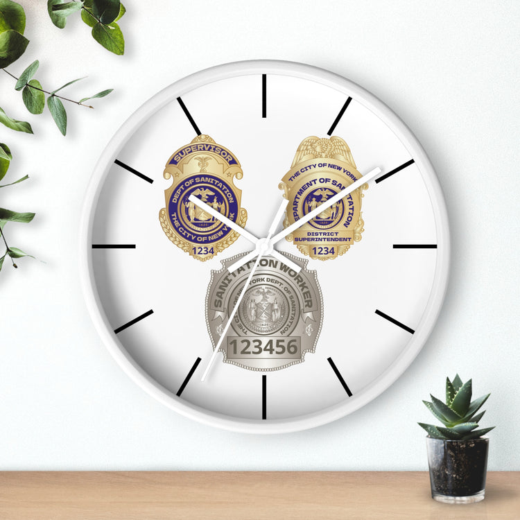 DSNY Personalized Wall Clock for Superintendent, Supervisor, and Sanitation Worker - White
