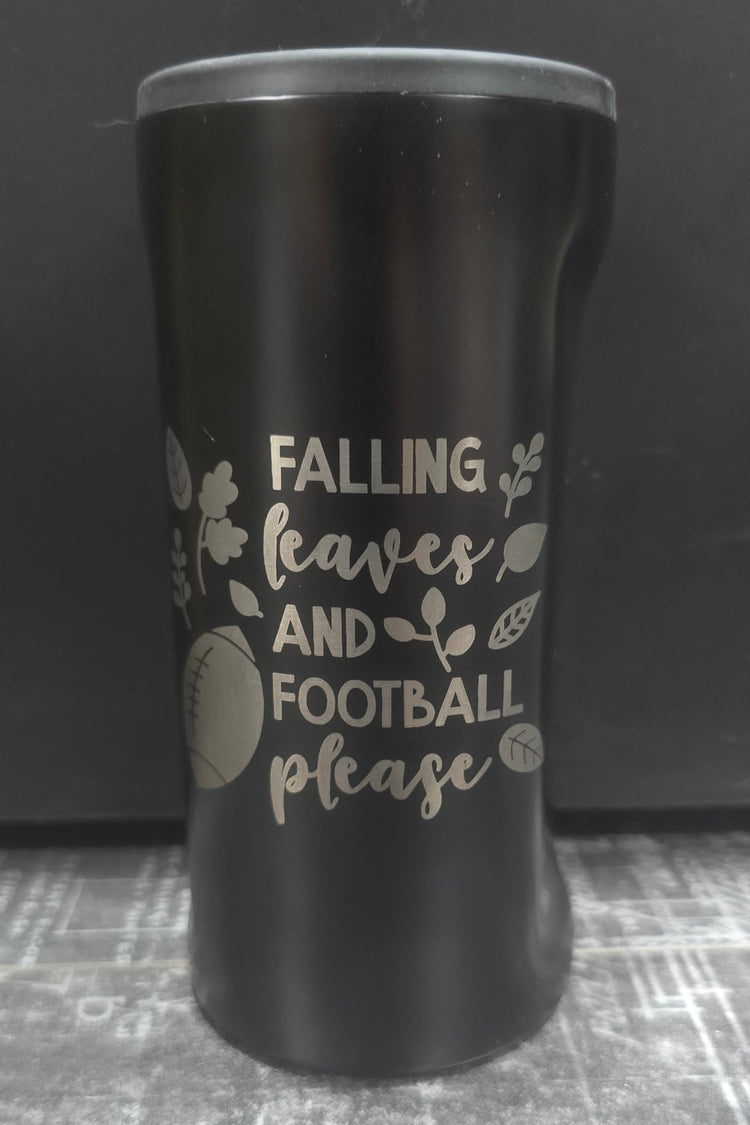 Black Slim Koozie Autumn Fall and Football