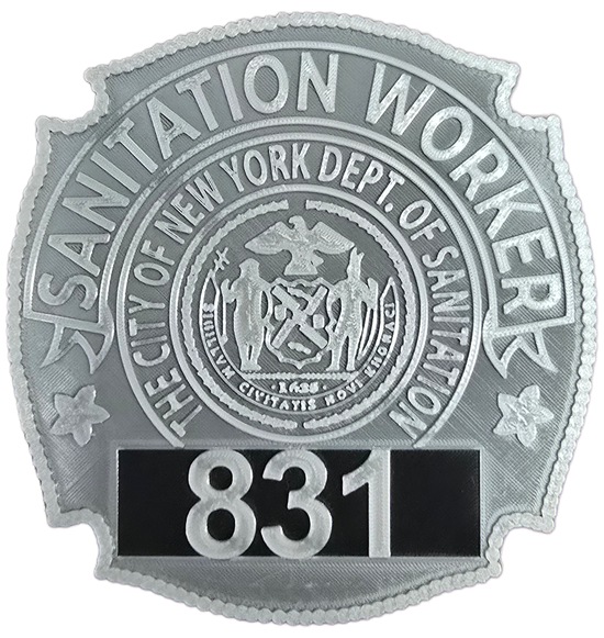 NYC Sanitation Badge – 3D Printed DSNY Replica | Retirement, Promotion & Display Piece image 1