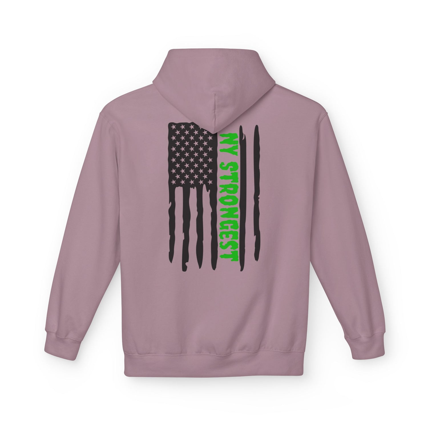 Personalized NY Strongest Green Stripe American Flag Fleece Hoodie with Sanitation Worker Badge - 3D Print Solutions LLC