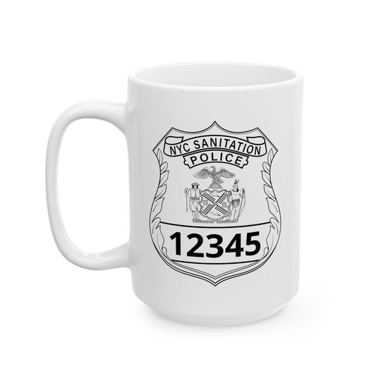 Personalized DSNY Sanitation Police Mug — Custom Name & Badge Number (11oz/15oz)