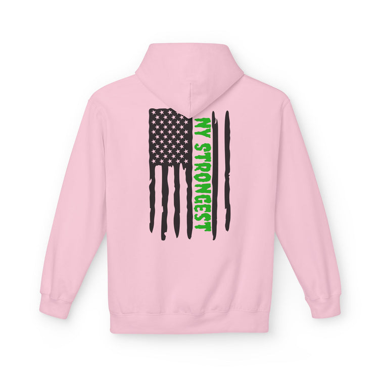 Personalized NY Strongest Green Stripe American Flag Fleece Hoodie with Sanitation Worker Badge - 3D Print Solutions LLC