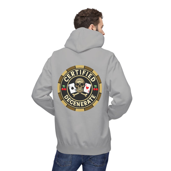 Certified Degenerate Hoodie - Poker Skull Chip Graphic