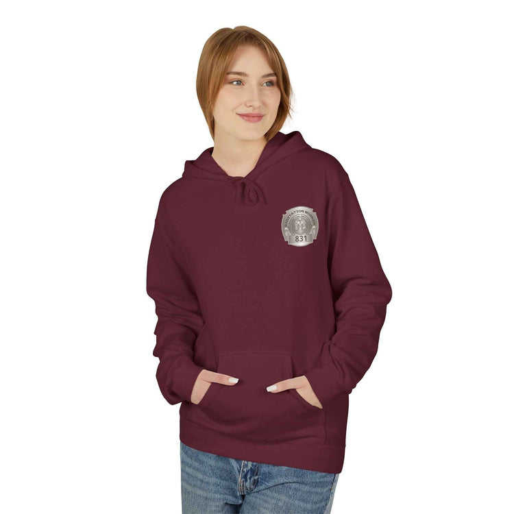 Personalized NY Strongest Green Stripe American Flag Fleece Hoodie with Sanitation Worker Badge
