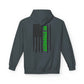 Personalized NY Strongest Green Stripe American Flag Fleece Hoodie with Sanitation Worker Badge