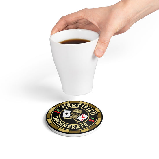 Certified Degenerate Ceramic Coaster — Barware Gift