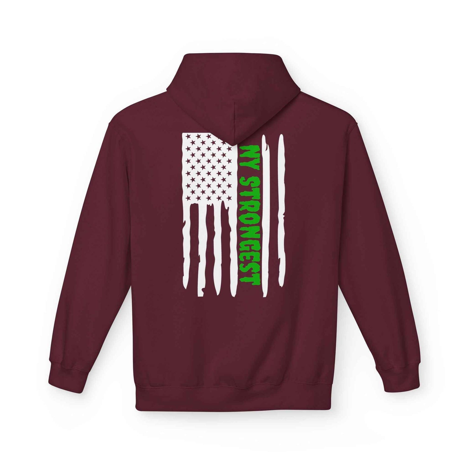 Personalized NY Strongest Green Stripe American Flag Fleece Hoodie with Sanitation Worker Badge