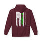 Personalized NY Strongest Green Stripe American Flag Fleece Hoodie with Sanitation Worker Badge