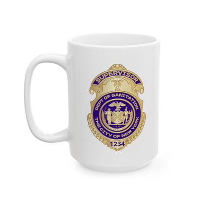 Personalized DSNY Supervisor Mug — Custom Name & Badge Number (11oz/15oz) - Color Logo