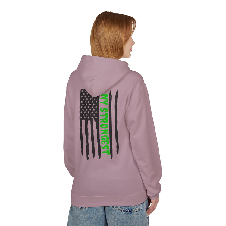 Personalized NY Strongest Green Stripe American Flag Fleece Hoodie with Sanitation Worker Badge - 3D Print Solutions LLC