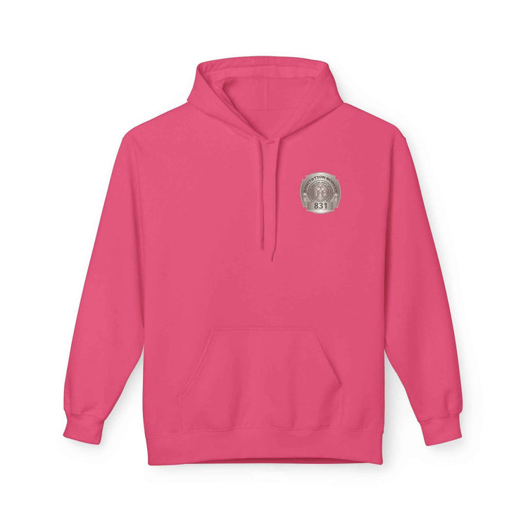 Personalized NY Strongest Green Stripe American Flag Fleece Hoodie with Sanitation Worker Badge