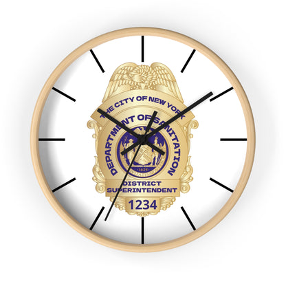 DSNY Superintendent Wall Clock Personalized - White