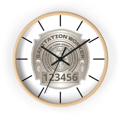 DSNY Sanitation Worker Wall Clock Personalized  - White