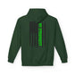 Personalized NY Strongest Green Stripe American Flag Fleece Hoodie with Sanitation Worker Badge