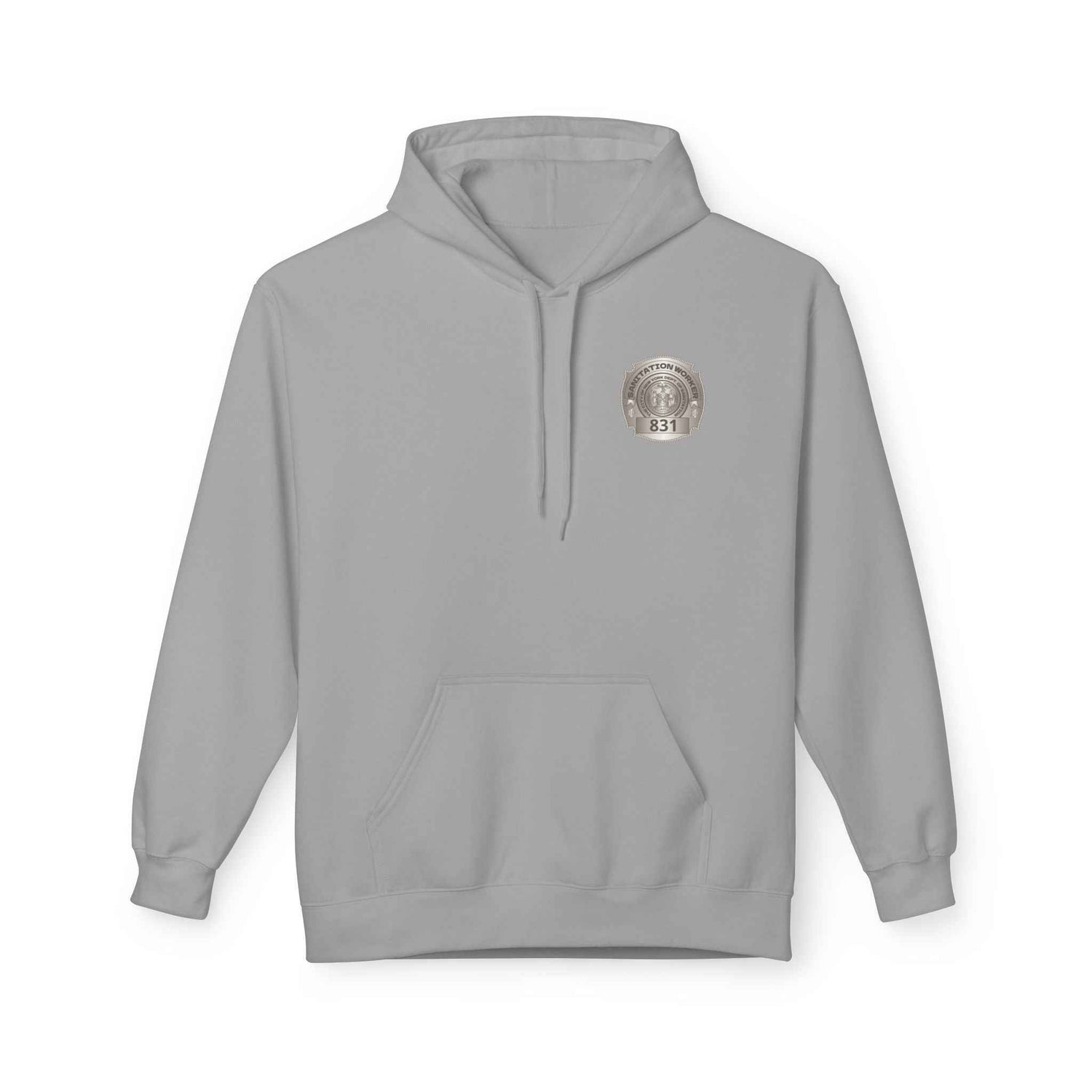 Personalized NY Strongest Green Stripe American Flag Fleece Hoodie with Sanitation Worker Badge