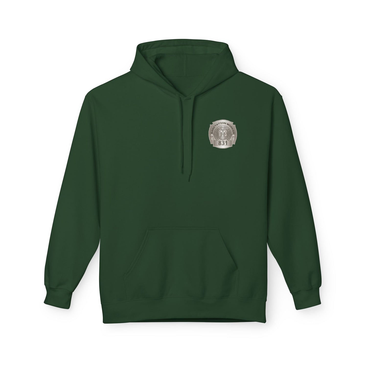 Personalized NY Strongest Green Stripe American Flag Fleece Hoodie with Sanitation Worker Badge - 3D Print Solutions LLC