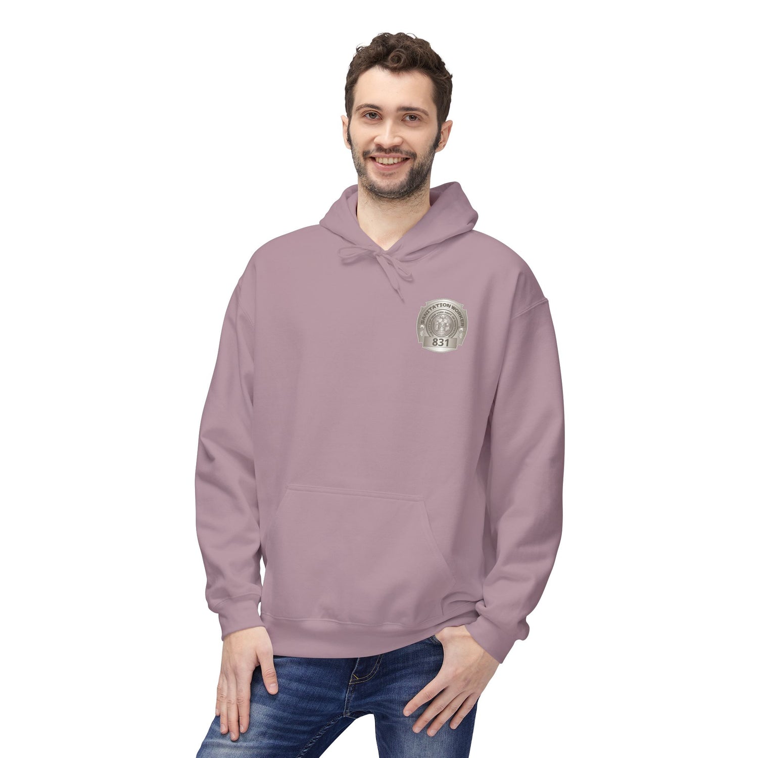 Personalized NY Strongest Green Stripe American Flag Fleece Hoodie with Sanitation Worker Badge - 3D Print Solutions LLC