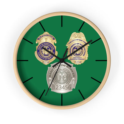DSNY Superintendent/Supervisor/Sanitation Worker Wall Clock Personalized  - Green