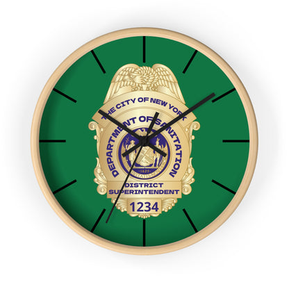 DSNY Superintendent Wall Clock Personalized  - Green