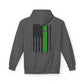 Personalized NY Strongest Green Stripe American Flag Fleece Hoodie with Sanitation Worker Badge