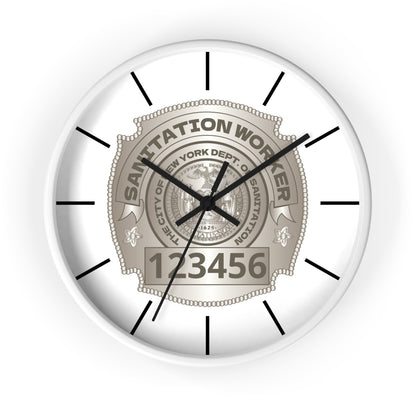 DSNY Sanitation Worker Wall Clock Personalized  - White