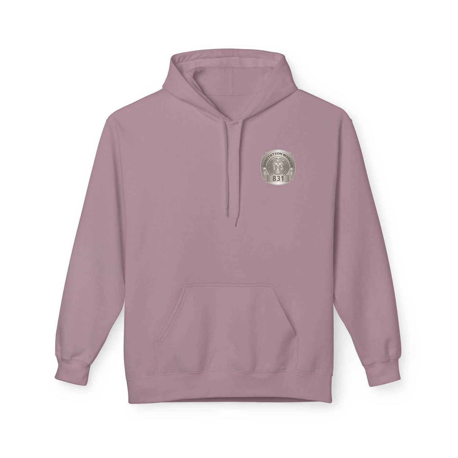 Personalized NY Strongest Green Stripe American Flag Fleece Hoodie with Sanitation Worker Badge