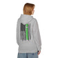 Personalized NY Strongest Green Stripe American Flag Fleece Hoodie with Sanitation Worker Badge
