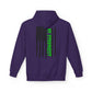 Personalized NY Strongest Green Stripe American Flag Fleece Hoodie with Sanitation Worker Badge