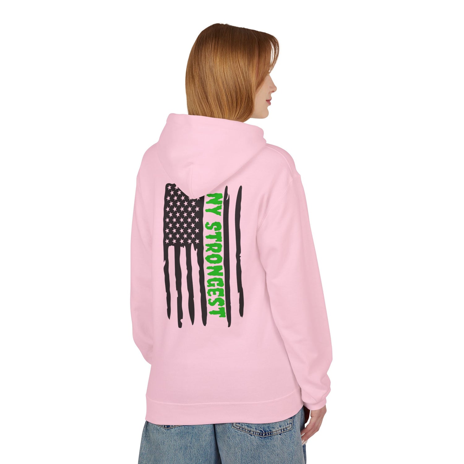 Personalized NY Strongest Green Stripe American Flag Fleece Hoodie with Sanitation Worker Badge - 3D Print Solutions LLC