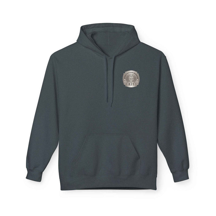 Personalized NY Strongest Green Stripe American Flag Fleece Hoodie with Sanitation Worker Badge