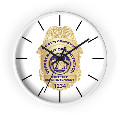 DSNY Superintendent Wall Clock Personalized - White