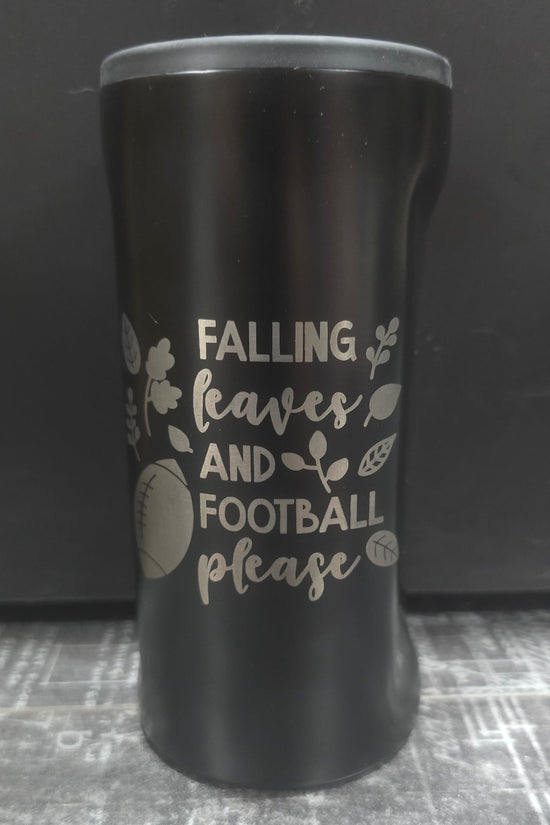 Black Slim Koozie Autumn Fall and Football