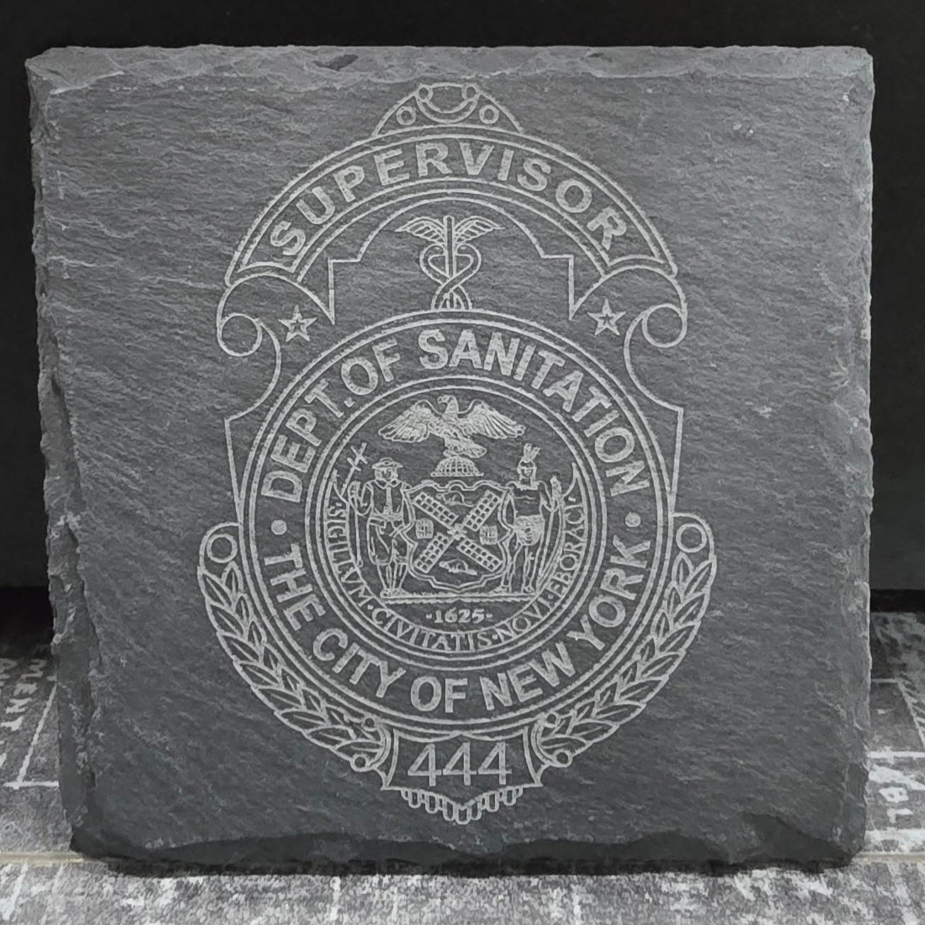 Personalized DSNY Supervisor coasters for retirement, appreciation, or NYC memorabilia