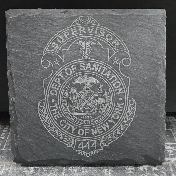 Personalized DSNY Supervisor coasters for retirement, appreciation, or NYC memorabilia