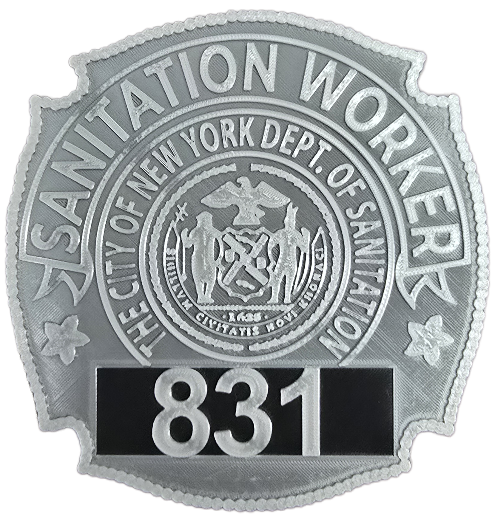 NYC Sanitation Badge – 3D Printed DSNY Replica | Retirement, Promotion & Display Piece image 1