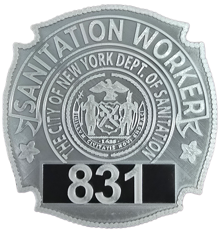 NYC Sanitation Badge – 3D Printed DSNY Replica | Retirement, Promotion & Display Piece image 1